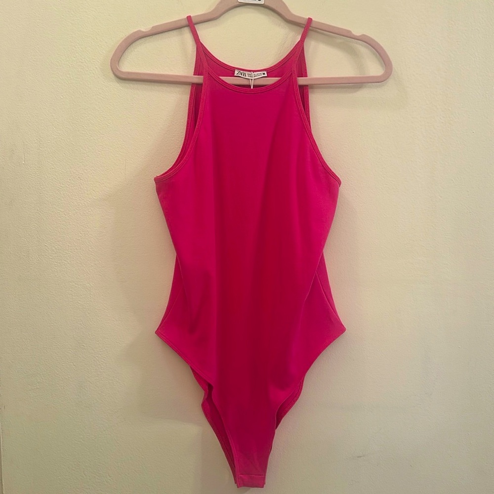 ZARA pink sleeveless snap bottom bodysuit Size L